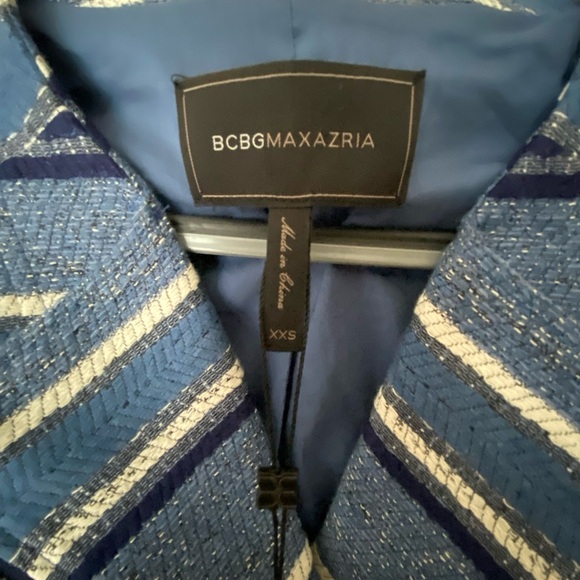 NWT BCBG MAXAZRIA Novak Striped Textured Moto Blazer Jacket Cotton Blend Sz XXS - Picture 8 of 13